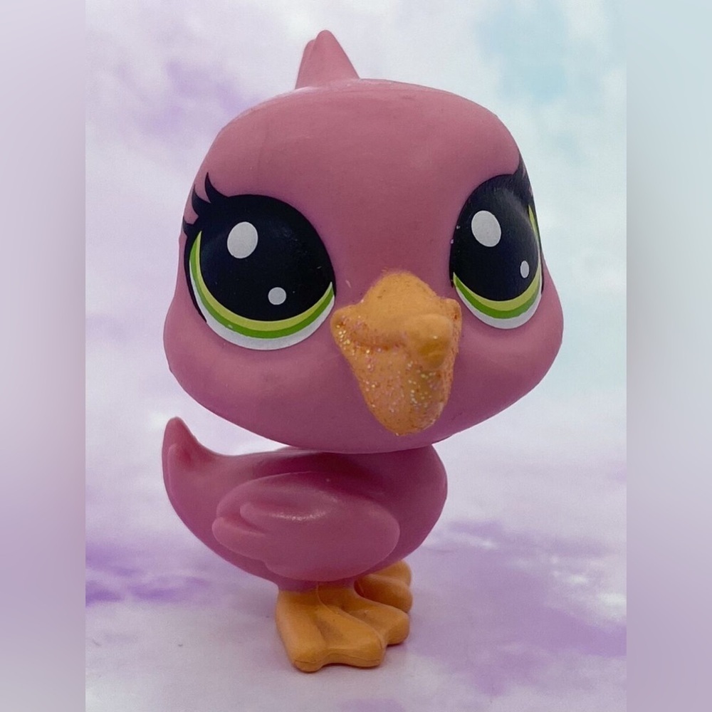 🔥🔥Littlest Pet Shop # 2-S11 Showy Pelcani Pink Pelican Orange Glitter